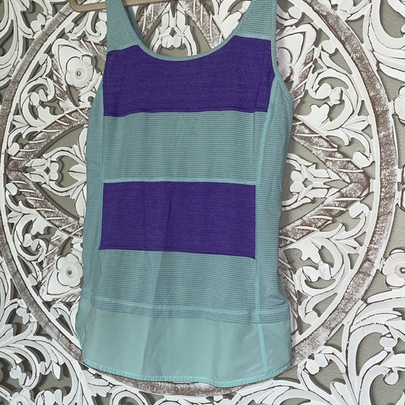 Lululemon Run Mod Moves Singlet Aquamarine Power Purple  Lt Blue Tank Top sz 6 - Picture 5 of 12